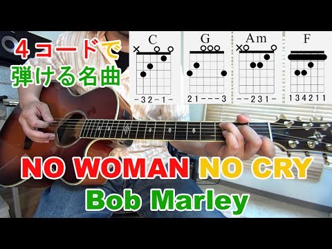 ギター初心者講座！4コードで弾ける名曲【No Woman No Cry/Bob Marley(ボブマーリー)】の弾き語り方法を解説[Tab付]